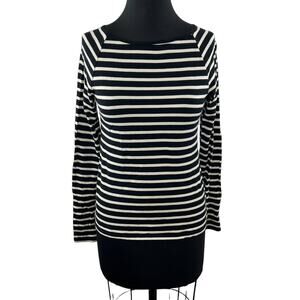 THEORY Long Sleeve Black White Stripe Pullover Layer S Small Classic